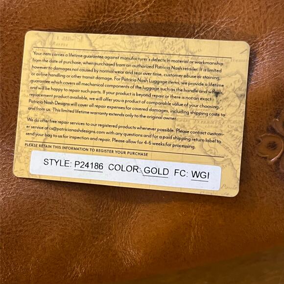 Patricia Nash Leather Wristlet Bag Brown Floral Embossed Kisslock Western Boho - Picture 6 of 6